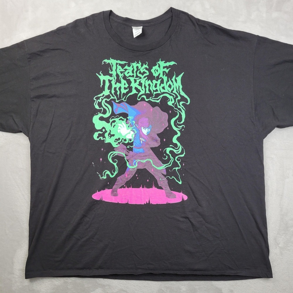 Tears of the Kingdom Shirt Mens 4XL Black Graphic Tee Zelda Game Neon‎ Script